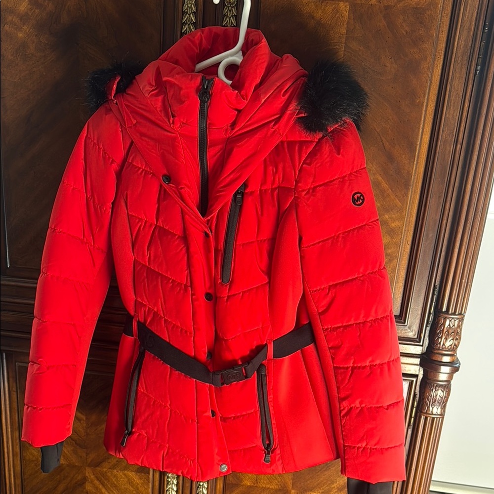 MK Women's Red Puffer Jacket